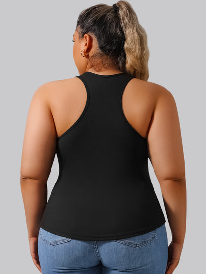 Plus Size - Plus Size - Plus-Size Women'S Spring Summer Fall Vest 2-In-1 Vest with Coaster I-Back Rib Casual Base Vest