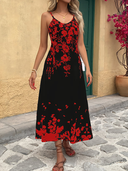 Ladies' Tropical Digital Printed Flower Sexy Elegant Vacation Leisure Business Commuting Festival Gift Birthday Party Cocktail Party Wedding Holiday Strap Spring/Summer Long Dress