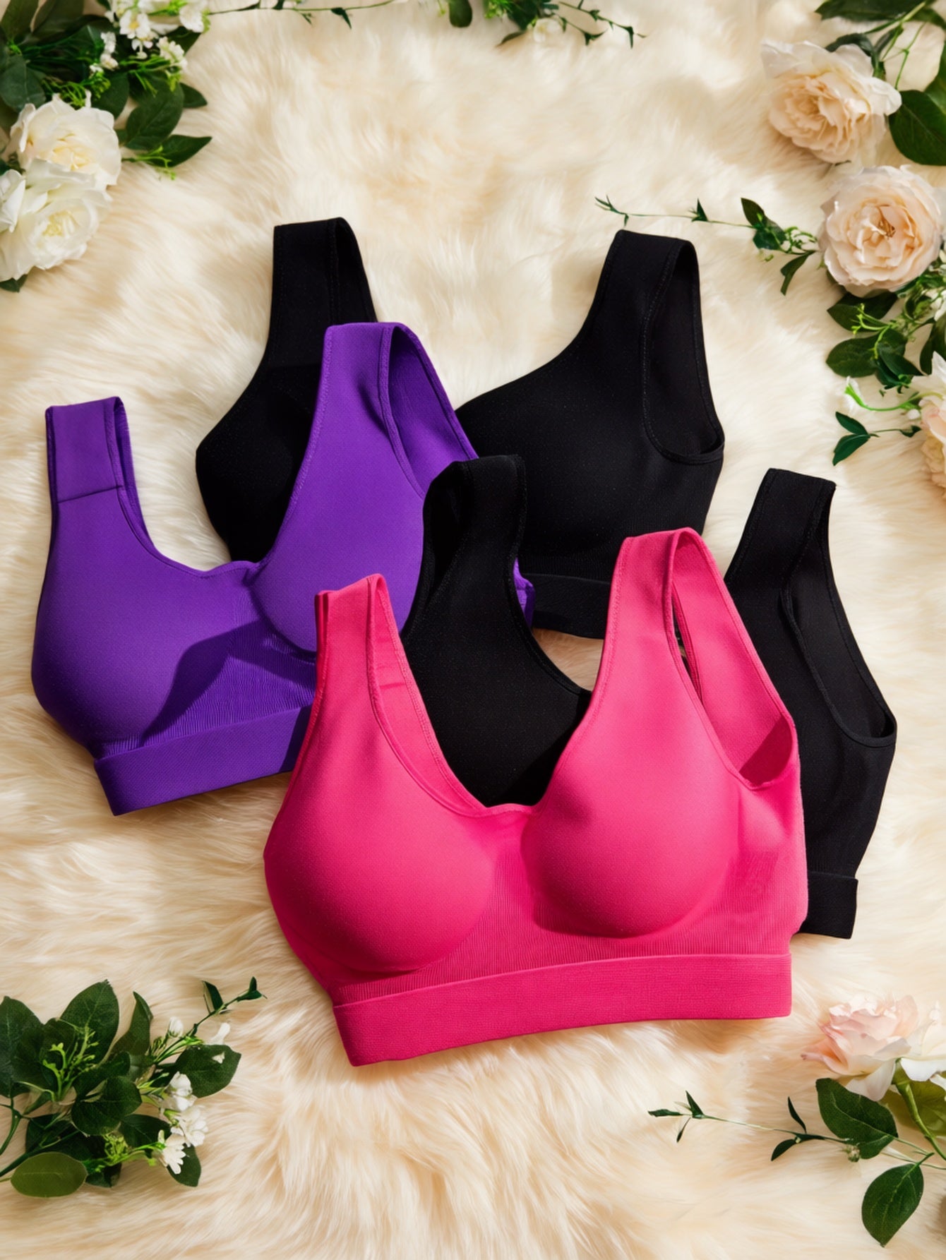 3pcs Women's Seamless Comfort Sports Bras - Thin Single-Layer No Padding Ribbed Nylon Vest Style, Elastic Breathable Backless Design for Gym, Yoga & Casual Wear (Black, White, Beige), Gym Workout Accessories, Smooth Texture Finish, Activewear Essentials,