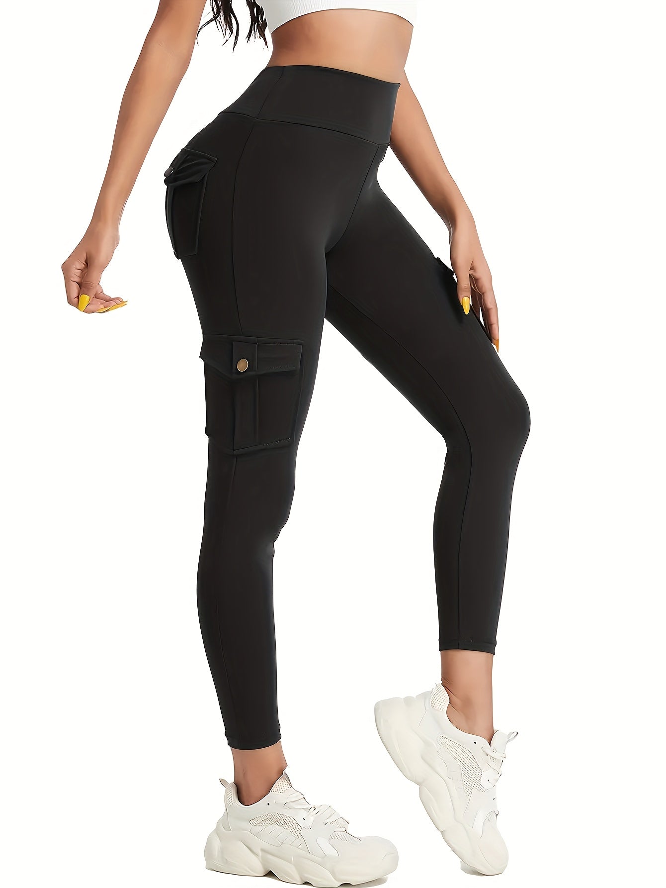 2pcs Women'S High-Waist Multi-Pocket Sports And Leisure Pants, Quick-Dry Running Yoga Trousers, Suitable for Fitness And Exercise
