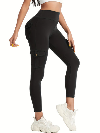 2pcs Women'S High-Waist Multi-Pocket Sports And Leisure Pants, Quick-Dry Running Yoga Trousers, Suitable for Fitness And Exercise