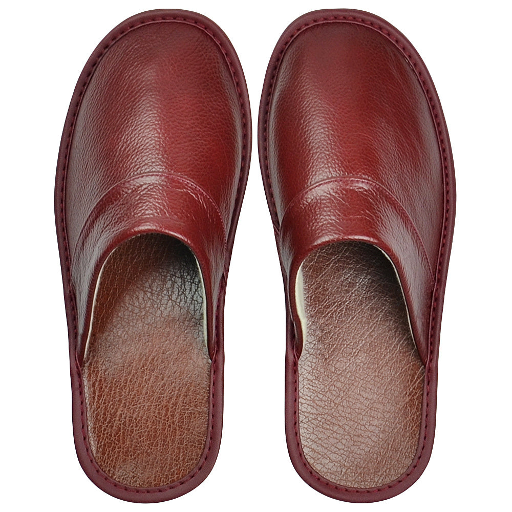 Wide Width Genuine Leather Slippers Oversized Non-slip Genuine Leather Slippers Winter Spring Autumn Summer Indoor Slipper for Men Women| Casual Single Slides Shoes