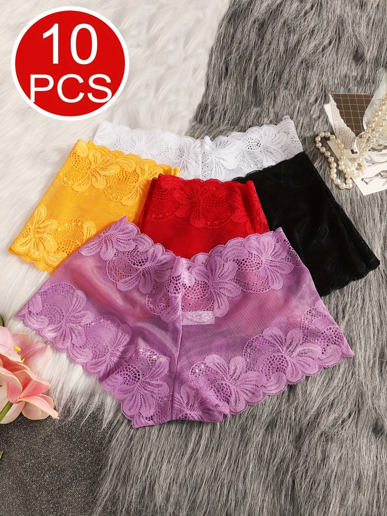 Women's 5-pack Of Assorted Colors Lace Underwear - product view 5