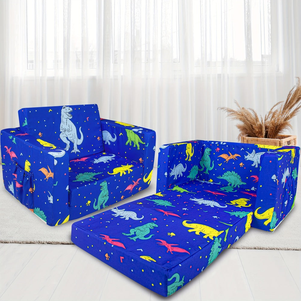 Kids Fold-Out Sofa - 2-in-1 Toddler Reading Lounger