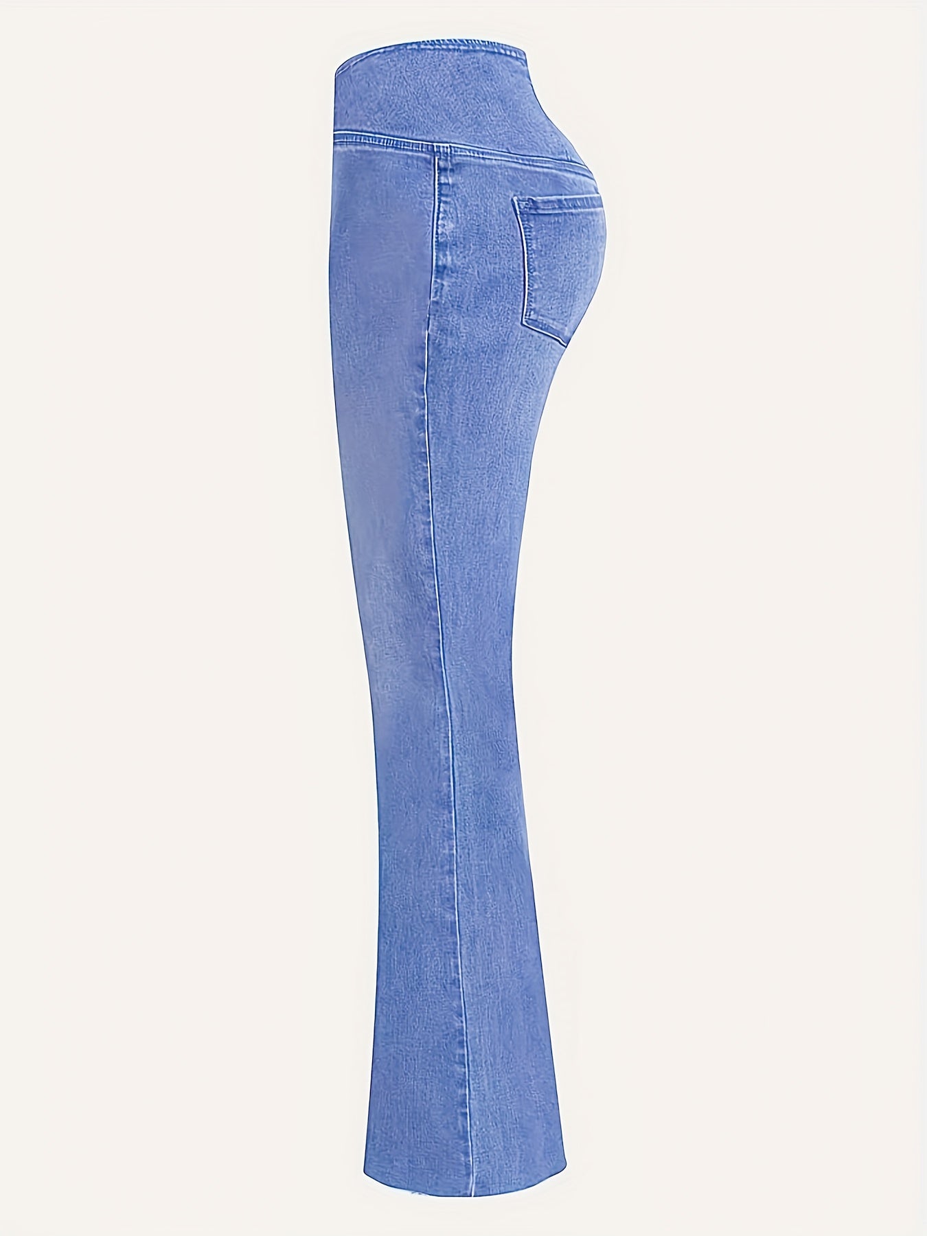 Women's High-Waisted Stretch Jeans - Wide-Leg Bell-Bottom Flared Pants with Cross-Waist , -Like Rayon//Spandex (75/23/2%), All-Season Casual to Dressy Wear, Wrinkle-Resistant Trousers