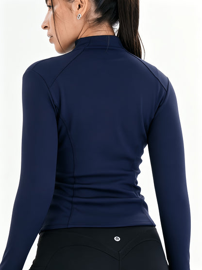 Workout Jackets for Women Full Zip Up Cropped Athletic Long Sleeve Lightweight Slim Fit Running Tops with Pockets