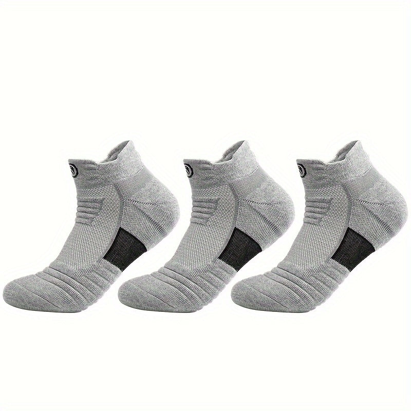 12 Pairs of Men's Thick Towel Fabric Sole Anti-slip and Moisture-absorbing Sports Socks, with Cushioning and Breathable Design, Suitable for Marathons, Outdoor Sports, Casual Wear, Sporty Style, Enhanced Stitching, and an Active Lifestyle