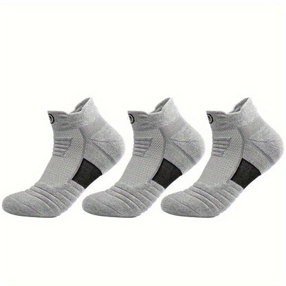 12 Pairs of Men's Thick Towel Fabric Sole Anti-slip and Moisture-absorbing Sports Socks, with Cushioning and Breathable Design, Suitable for Marathons, Outdoor Sports, Casual Wear, Sporty Style, Enhanced Stitching, and an Active Lifestyle