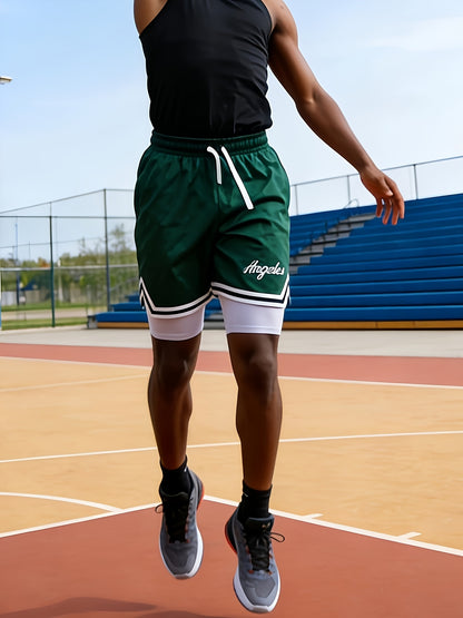 1pc Of Sports Basketball Shorts, Loose And Comfortable, Sweat Wicking And Breathable, Outdoor Running Lined with Stretch Cloth Quick-drying Training Pants