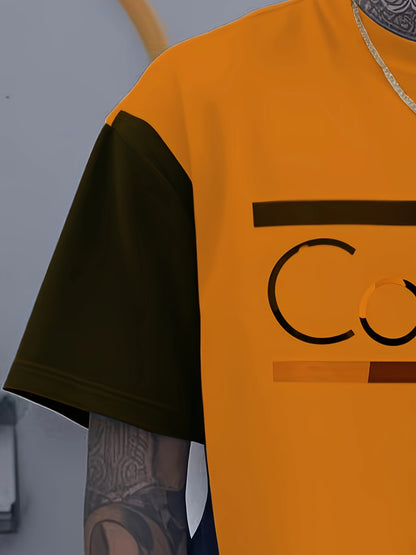 Men's Large Size Oversized T-Shirt - Full-Body 3D Letter Print Modern Typography Top, Loose Fit Round Neck Short Sleeve Casual Shirt Suitable for Spring/Summer Wear, Durable Digital Print Blouse Style for Tall Males (Machine Washable), PLUS SIZE