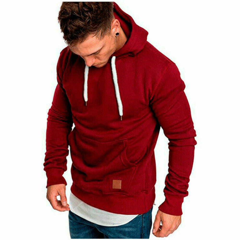 CRAZYHONEY Men Hoodie Casual Hooded Solid Pocket Cup Slim Fit Sweatshirts Pullover Sweater Tops Long Sleeve