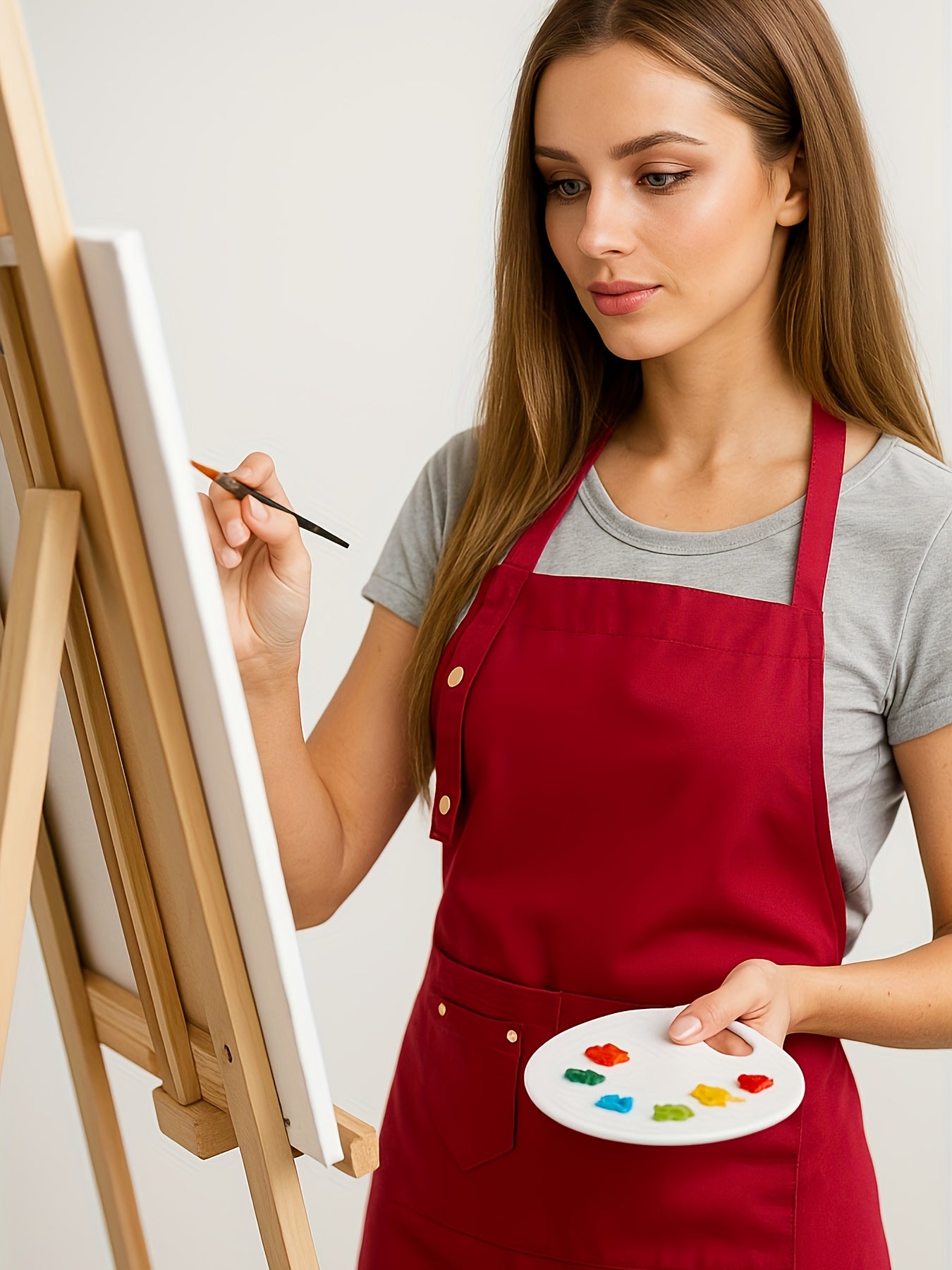 Artist & Chef Apron - Professional Painting, Pottery & Baking Apron with Adjustable Buckle Straps & Utility Pockets, Perfect Valentine's Day & Christmas Gift for Couples