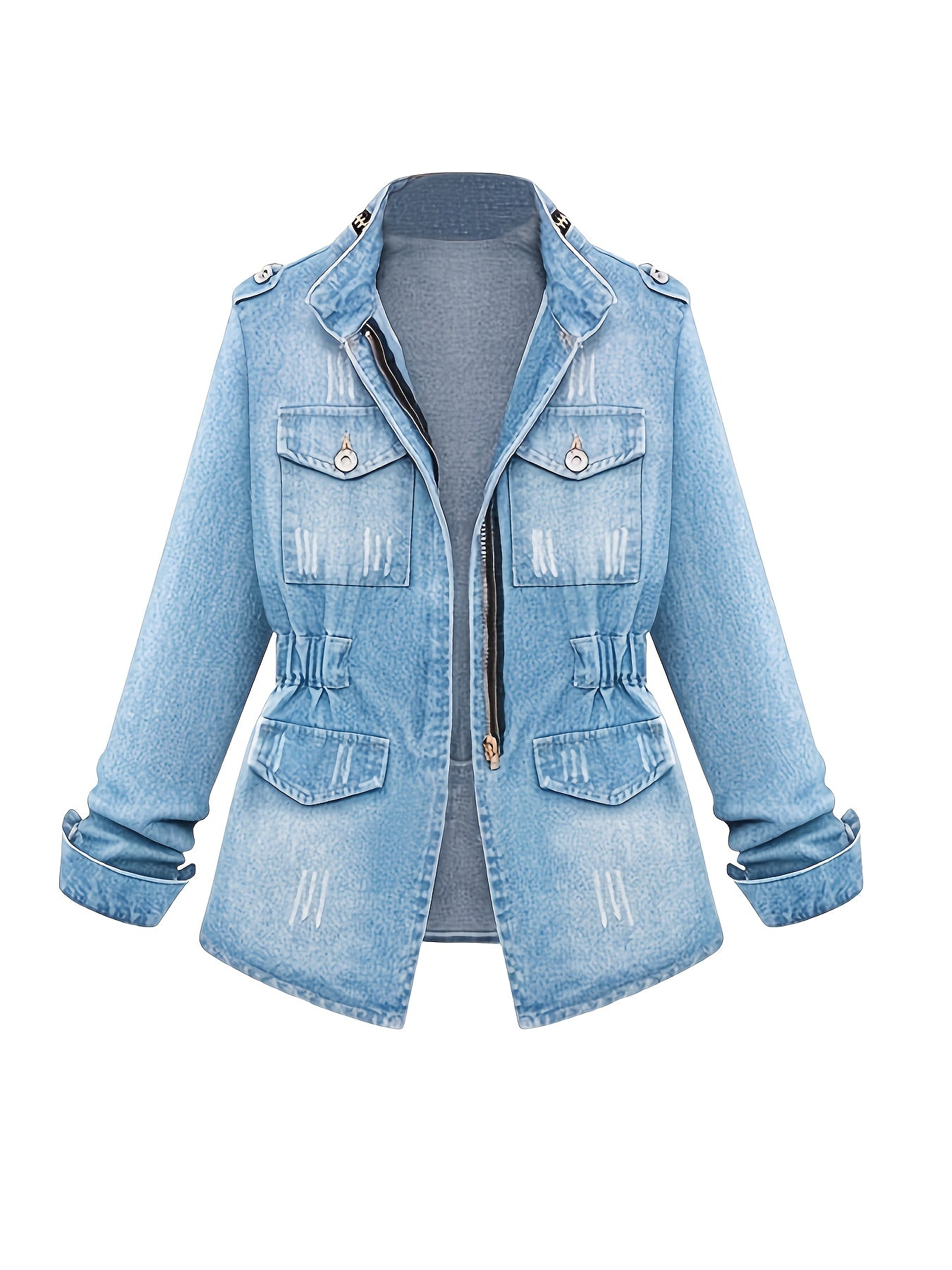 [Denim Jacket Women] Denim Jacket for Women with a Short Round Neck And Three-Quarter Sleeves, Perfect for Casual Daily Outfits, Shopping, And Spring to Autumn Wear, Available in Sizes S to XXL