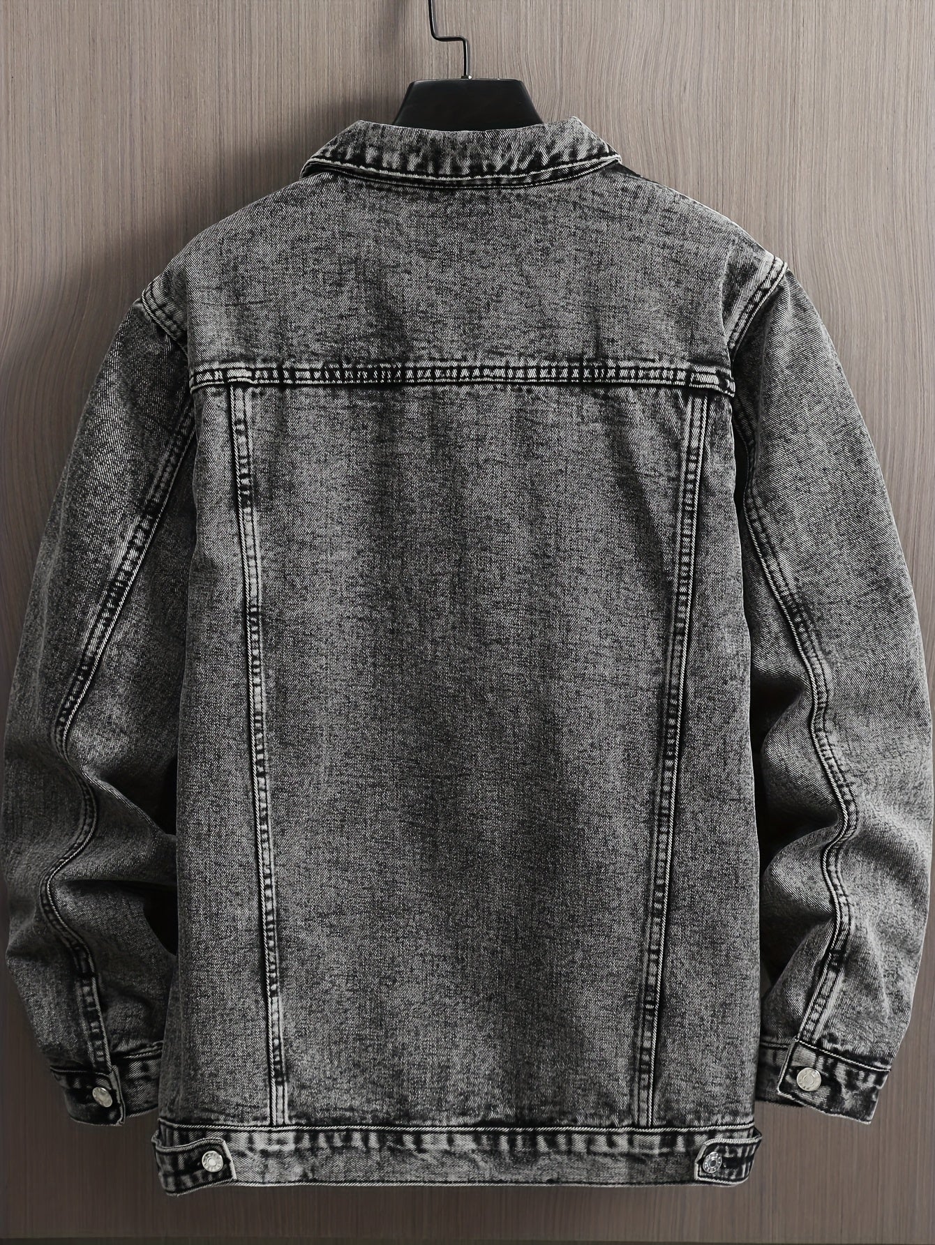 Men's Casual Thick Denim Jacket | Non-Stretch Fabric, Single Breasted, Regular Fit, Long Sleeve, Button Closure, Solid Color with Pockets