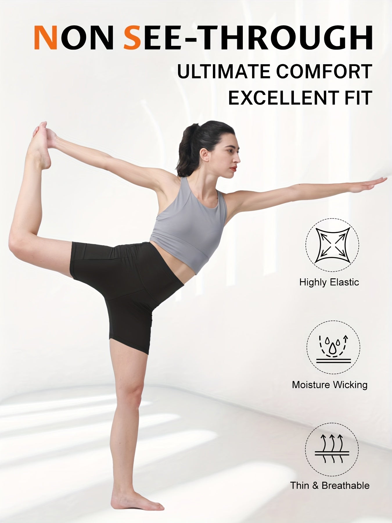 Women'S High Waisted Yoga Shorts, Elastic Lifting Buttocks And Abdominal And Bodybuilding Safety Pants, Outdoor Sports Fitness Running Cycling Casual Pants