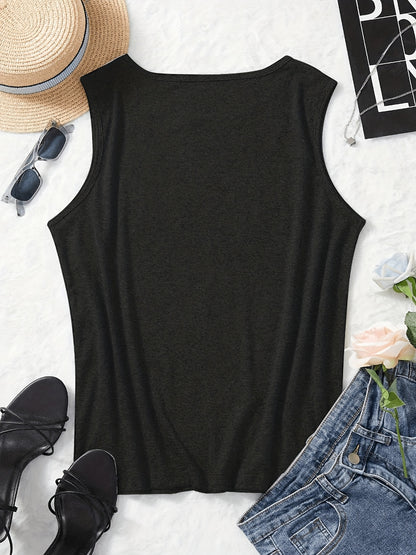 Pattern Print Casual Vest - Crew-neck Casual Sleeveless Vest in Polyester - Lightweight Breathable, Women's Wear