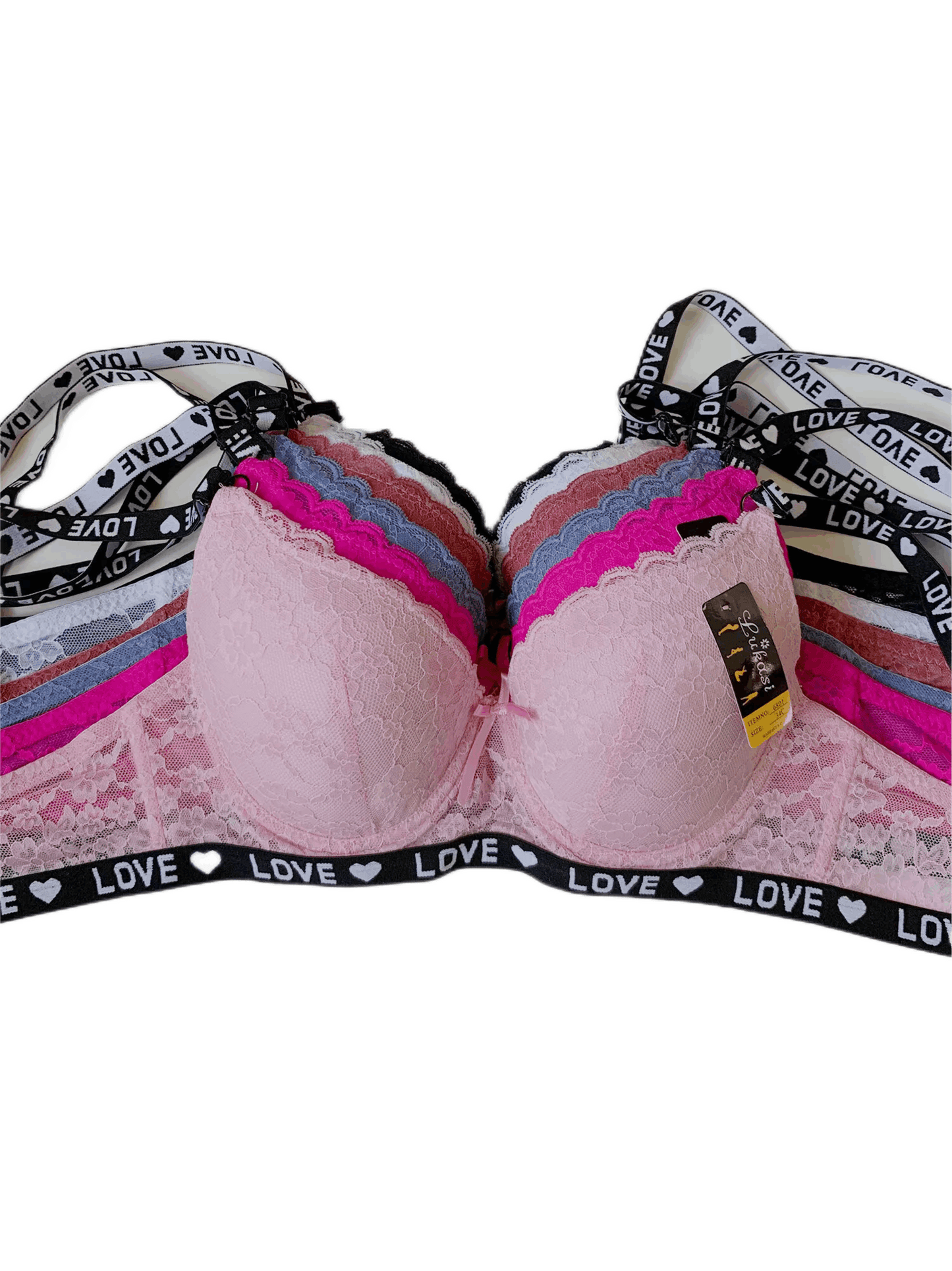 6 Pack Women's Random Assortment Print Lace Floral Bras with Underwire Everyday Push Up Bras for Women Sizes 30A Thru 42D