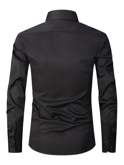 Men's Solid Color Dress Shirt - Classic Neck Short Sleeve 528165