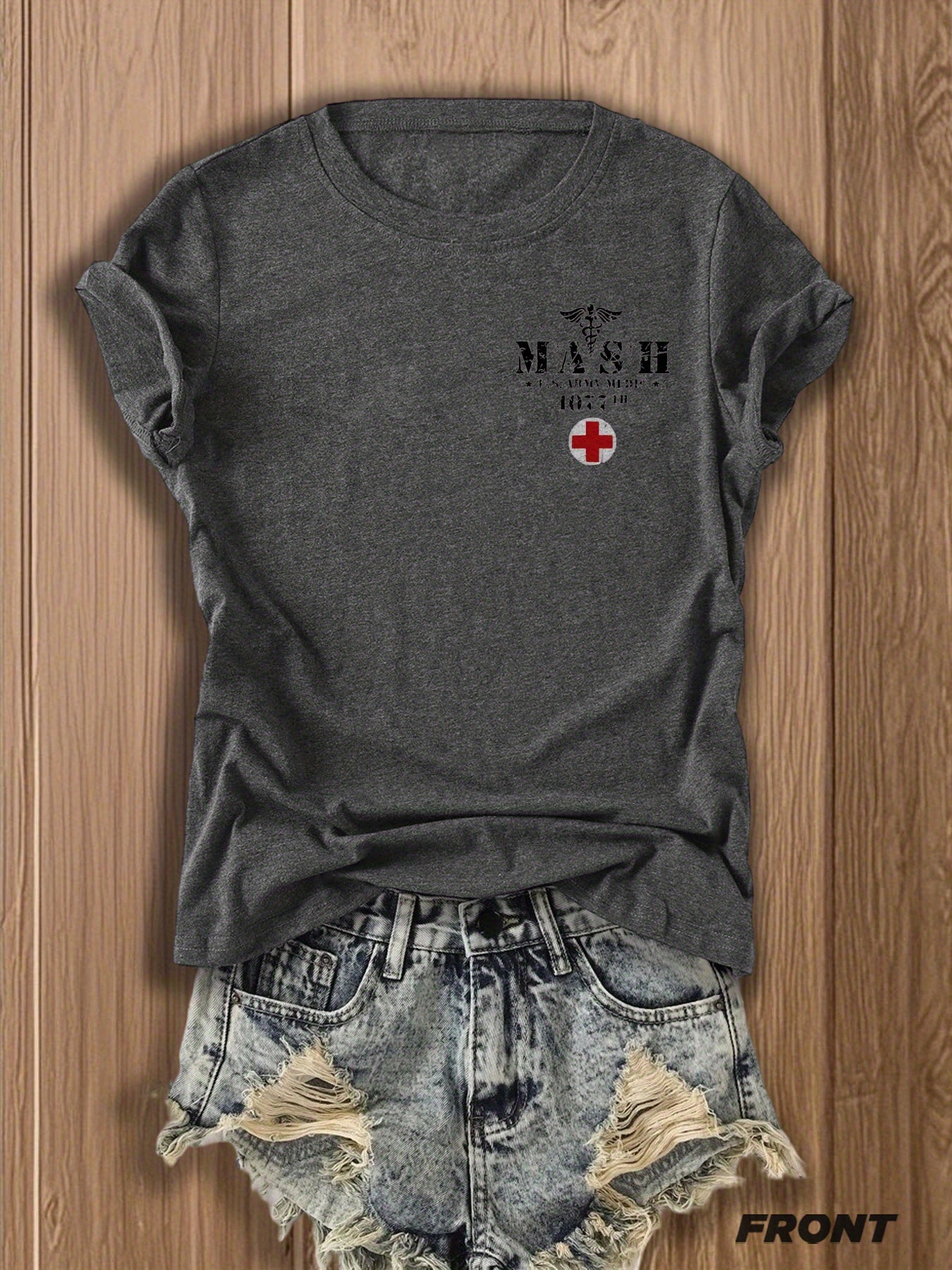 MASH U.S. Army Mobile Hospital Vintage Graphic Tee for Enthusiasts -  Style Double-Sided Print -blend T-shirt with Double-sided Print