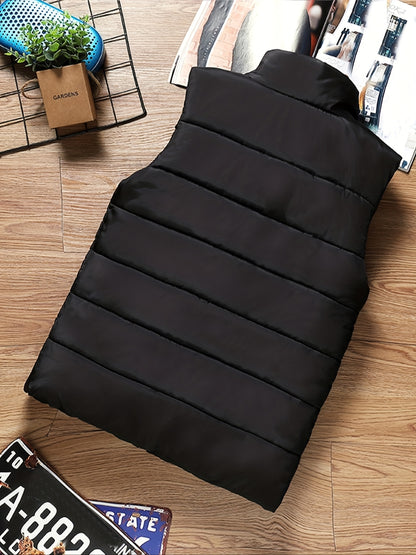 Men'S Vest Suitable for Fall And Winter, Featuring a Stand-Up Collar, Zippered Pockets, Ideal for Casual Outings, Home Use, Daily Activities, Sports, And Keeping Warm. Perfect As a Christmas Gift