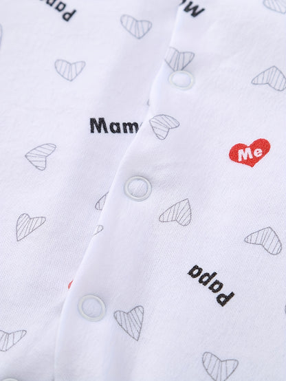 This 8pcs Soft Spring And Summer Set Is Suitable For Boys' And Girls' Clothing And Accessories With Heart Letters And Floral Patterns, Including Trousers, Hats, Bibs, Socks, Pants, Jackets And Tops, And Is Ideal For Outdoor Home Wear