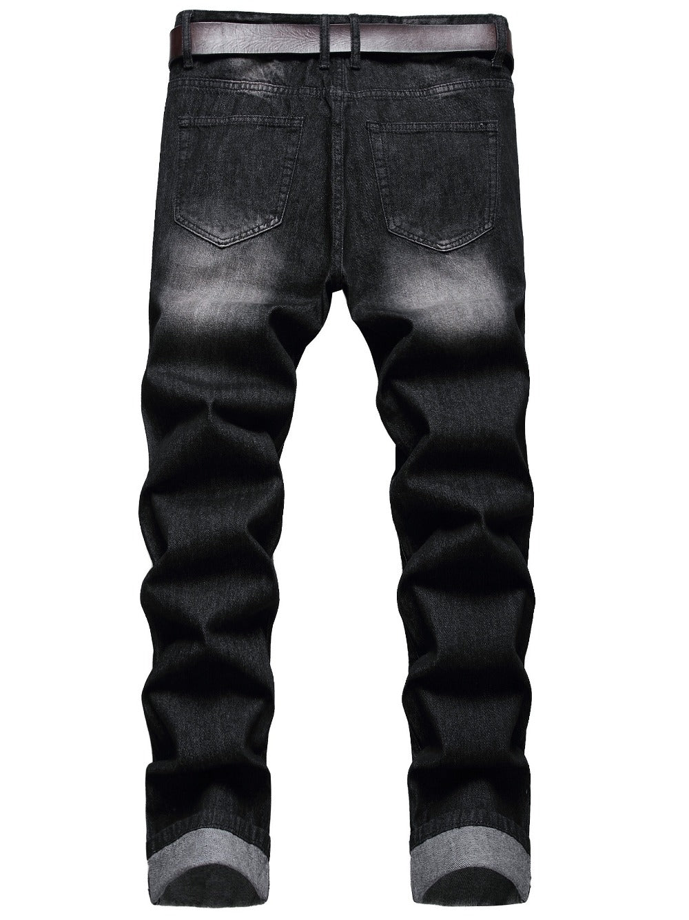 Men's Slim Fit Jeans - Black Denim Distressed Everyday 424101