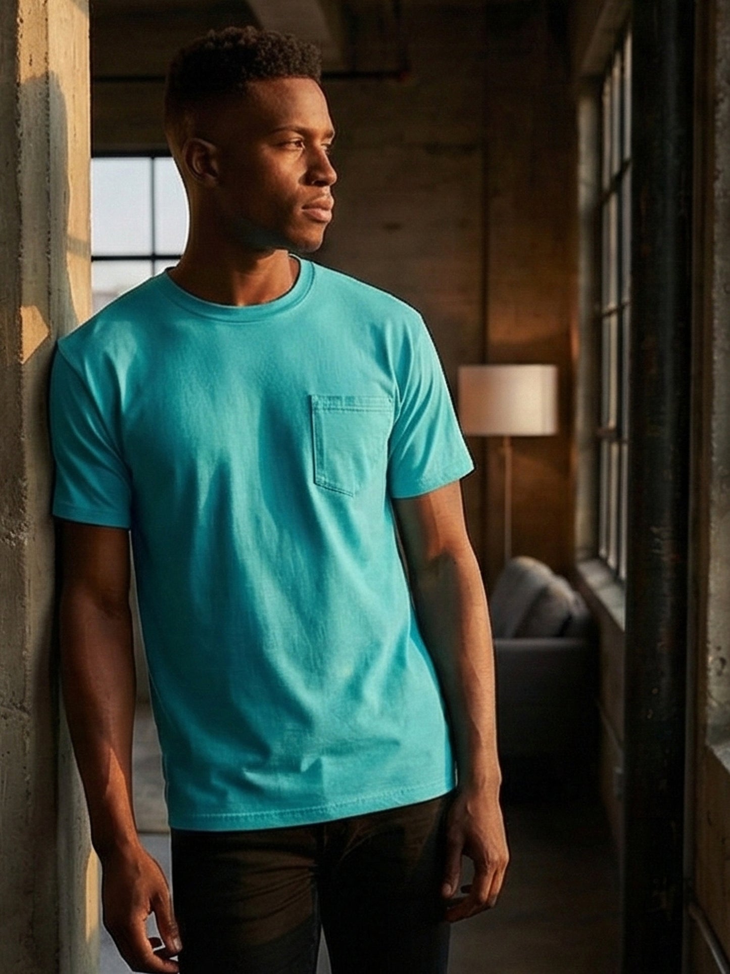 5pcs Men Unisex 100 Cotton Pocket T Shirts Short Sleeve Crew Neck Loose Fit Solid - product view 41