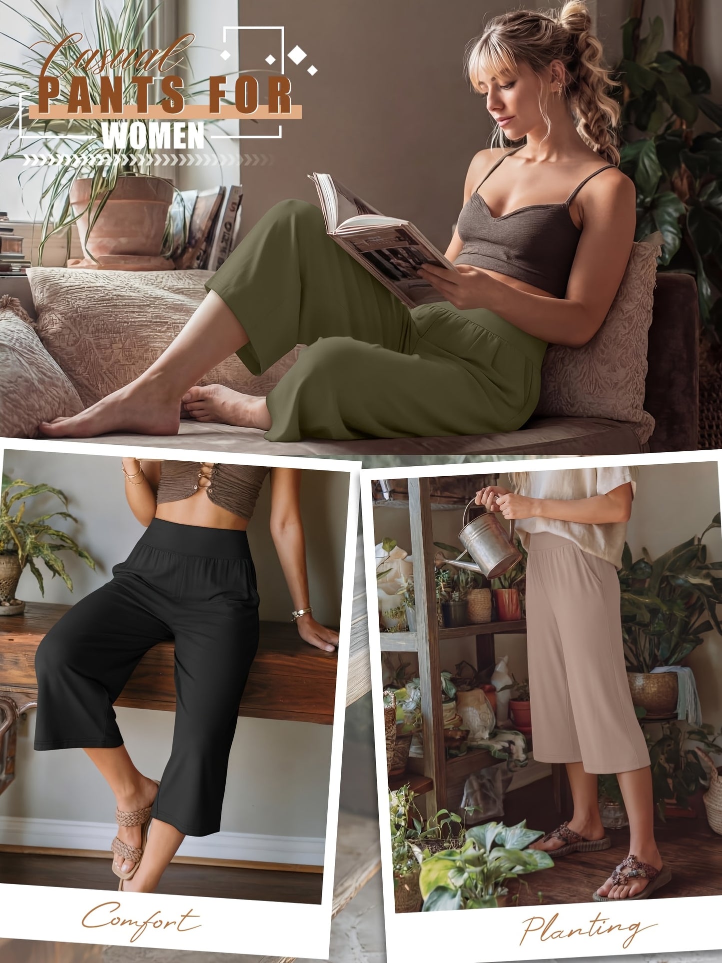 3 Pack Capri Pants For Women Loose Lounge Cropped Sweatpants Joggers Yoga Capri With Pockets