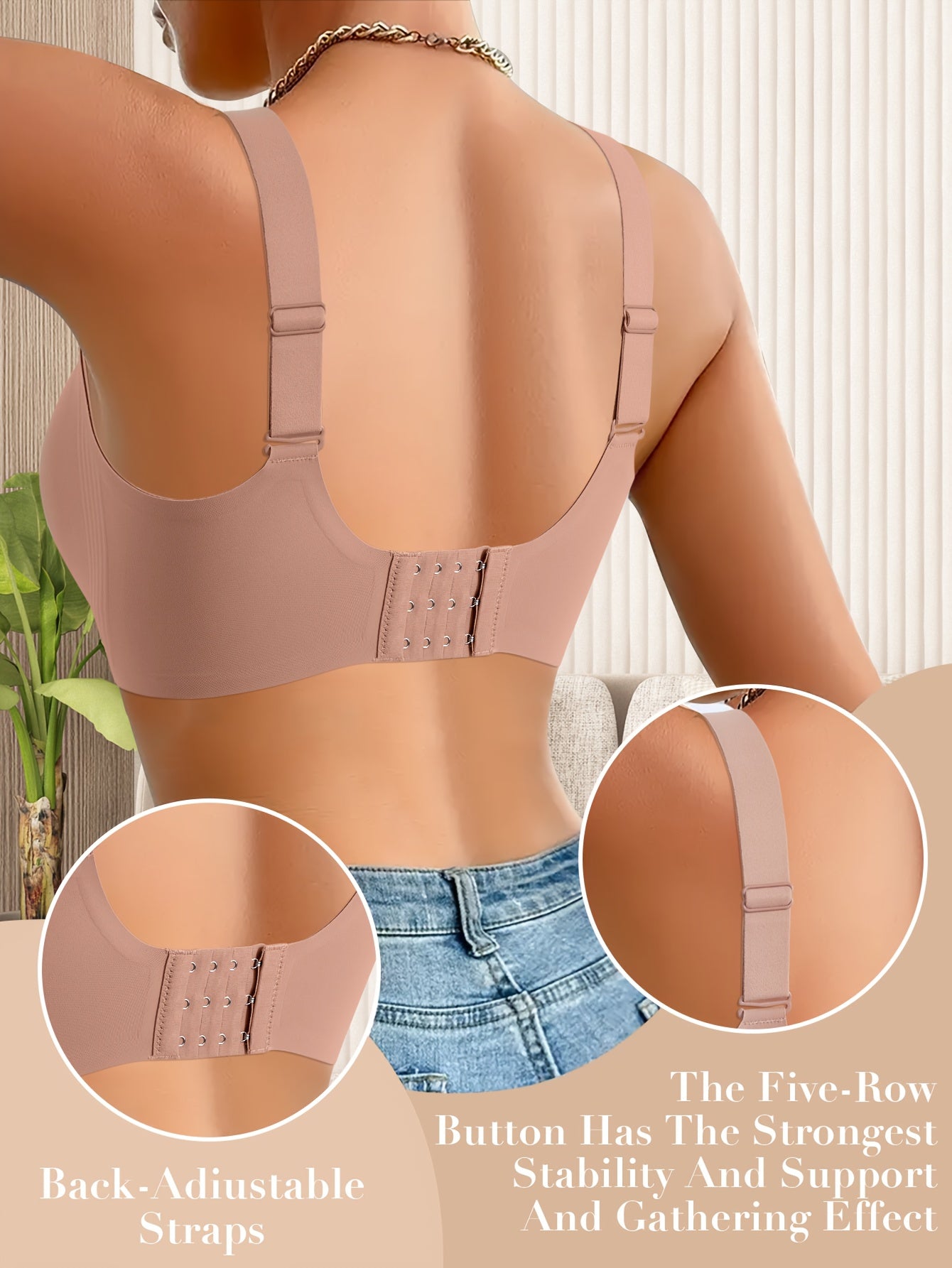 Elegant Solid Color Wireless-Free Push-Up Bra - Medium Support, Comfortable & Lifted Design for a Lifted Appearance, Non-Removable Pads, Seamless Full Cup Coverage, All-Day Wear, Women's Lingerie, Sleek Push-Up Bra, Smooth Fabric