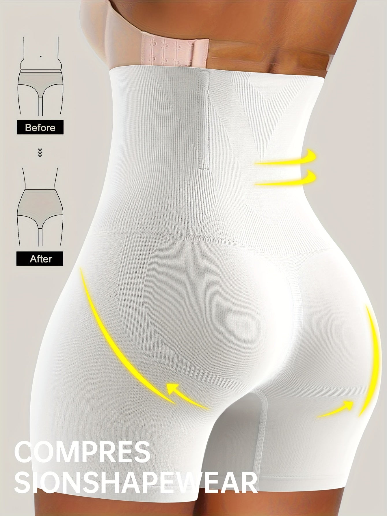 1pc Shaping High-waist Briefs That Smooth and Contour Your Silhouette, Offering Firm Support and Comfort for a Sleek, Elegant Look Throughout the Day