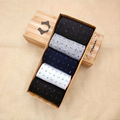 5 Pairs Simple Men'S Business Socks Breathable Anti-Odor Comfortable Men'S Compression Socks