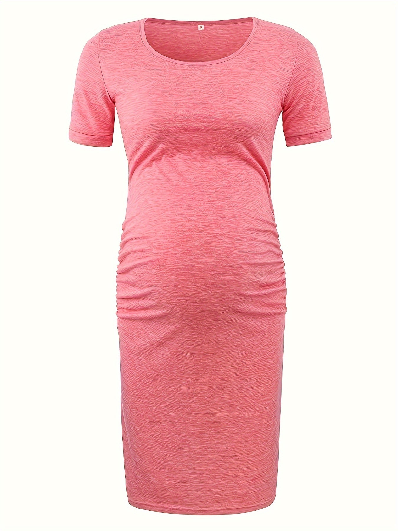 Women's Maternity Bodycon Ruched Side Dress Casual Short Sleeve Dress for Daily Wearing Or Baby Shower