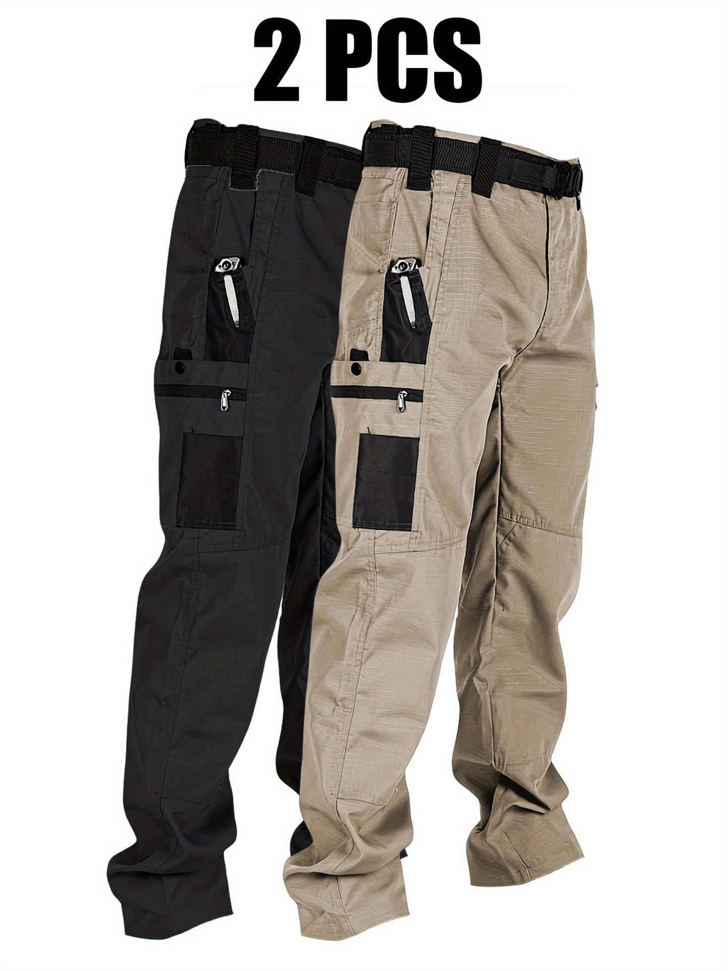 2Pack Men'S Utility Cargo Pants, Lightweight Tactical Workwear, Stretch Ripstop