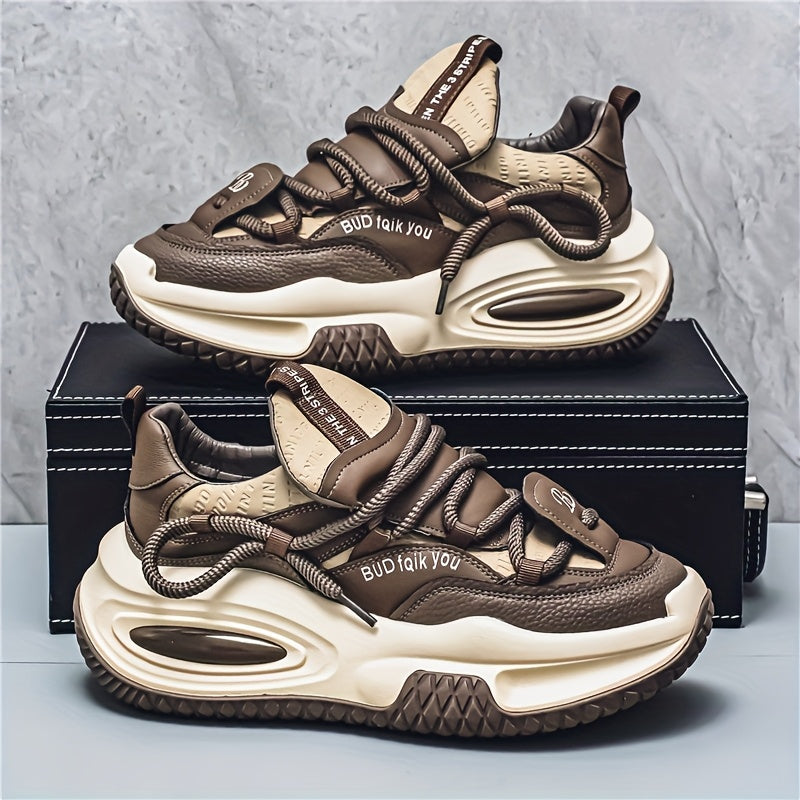 Men'S Shoes New Spring 2026 Collection Thick-Soled Anti-Slip Wear-Resistant Casual And Trendy Shoes Men'S Stylish Versatile And Shock-Absorbing Dad Shoes