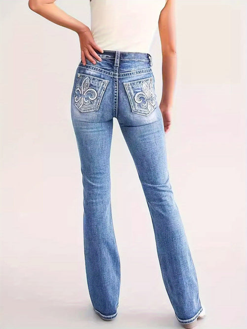 Women'S Embroidered Slim Fit Versatile Casual Denim Pants for Autumn/ Winter 2025 New Collection