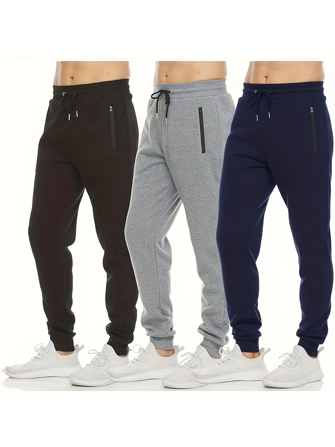 (3pcs) Men's -Lined Fall/Winter Athletic Casual Pants with Pockets And Drawstring - Warm, Comfortable, And Versatile for Gym, Leisure, And Outdoor Activities, Joggers