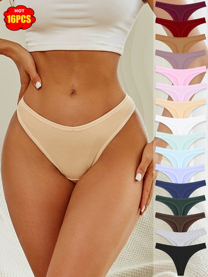 16pcs Set Of Solid Color Underwear, Fashionable, Comfortable, Atmospheric, Soft And Elastic Underwear, Suitable for Daily Commuting, Women's Underwear And Underwear