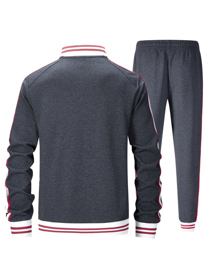 Men Track Suits Sets Long Sleeve Full-zip Sweatsuit Active Jackets And Pants 2pcs Outfits