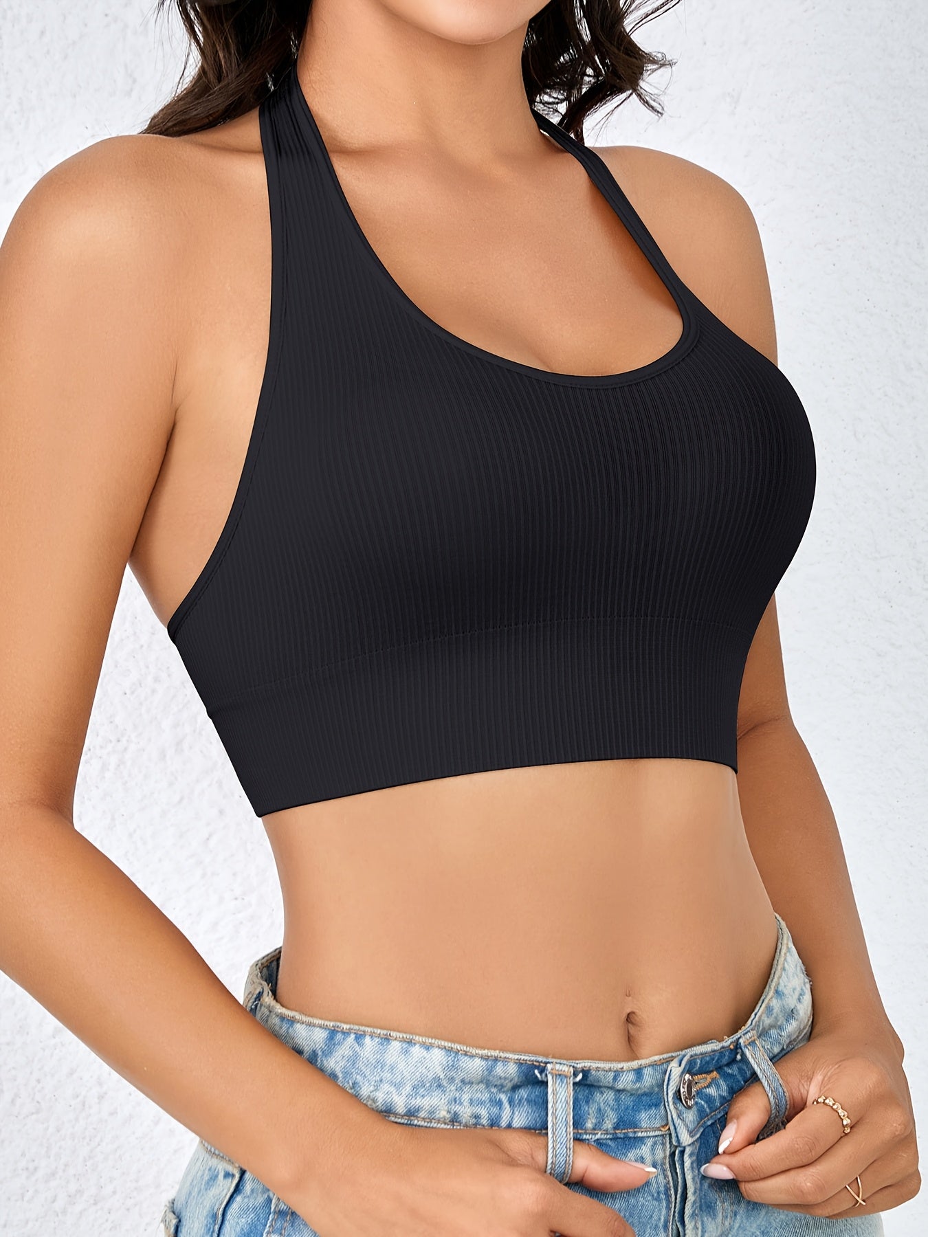 Set of 2 NADIA GO Women'S Seamless Sports Bras - Comfortable And Breathable Tops for Yoga And Workouts, Featuring a Racerback Design with Side Stripes, Available in Light Gray And Black, Sleeveless for Gym Activities, Running, And Pilates