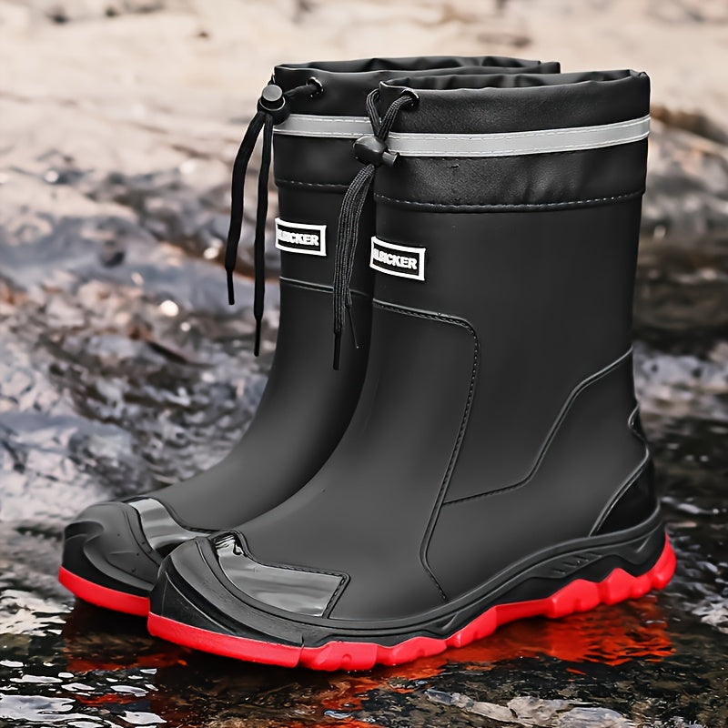 MUXLKINA Stylish Rain Boots| Men's and Women's Ankle Boots- Full Size Range, All Seasons, Lightweight and Comfortable, Perfect for Casual Attire, Outdoors, Rainy Days, Muddy Grounds, Music Festivals, Camping. Easy to Clean| Slip-on, Women Shoes