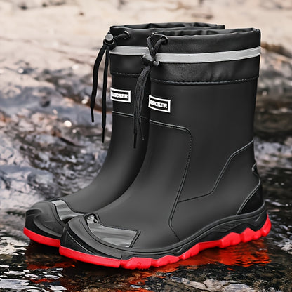 MUXLKINA Stylish Rain Boots| Men's and Women's Ankle Boots- Full Size Range, All Seasons, Lightweight and Comfortable, Perfect for Casual Attire, Outdoors, Rainy Days, Muddy Grounds, Music Festivals, Camping. Easy to Clean| Slip-on, Women Shoes