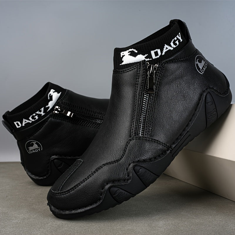 Cross-border Fashion Plus Velvet Men's Large Size Men's Shoes, High-top Wear-resistant Men's Boots, Outdoor Casual Shoes, Warm Shoes