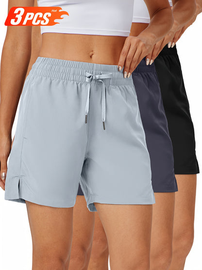 3pcs 5" Womens Shorts Basic Shorts Lightweight Quick Dry Workout Shorts with Pockets