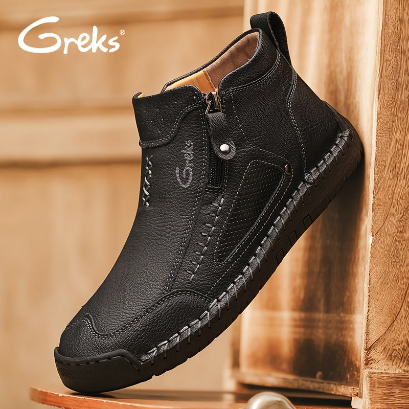 GREKS Men's Chukka Boots Are Handcrafted, Lightweight Ankle Footwear Featuring A Side Zipper for Easy Wear, Ideal for Comfortable Walking, Driving, And Casual Outings