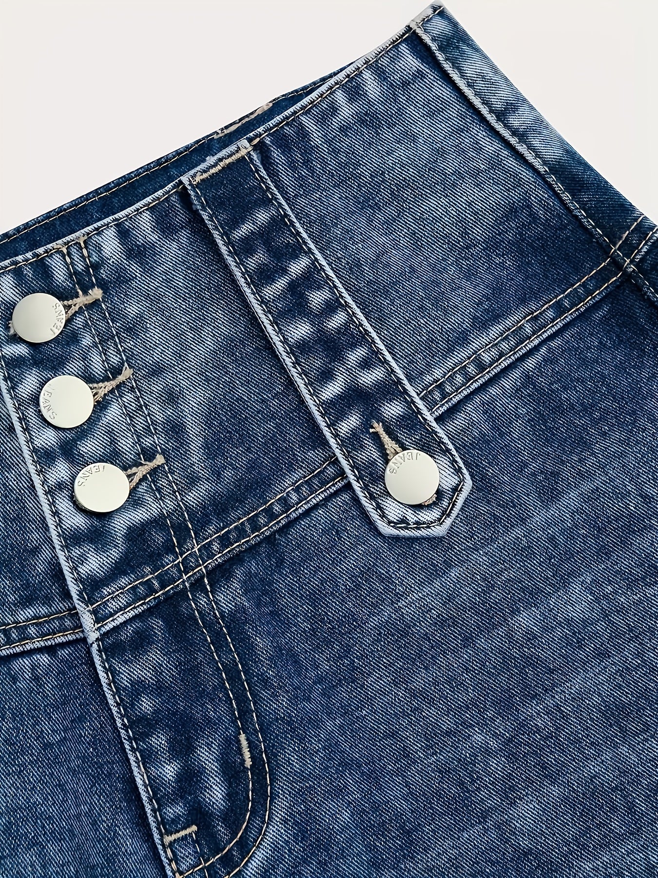 Women'S Casual Fashion Button-Waist Relaxed Fit Jeans Featuring an Open-Hem Design, Versatile for Multiple Occasions a Timeless, Year-Round Staple That Pairs Effortlessly with Any Outfit