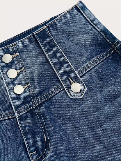 Women'S Casual Fashion Button-Waist Relaxed Fit Jeans Featuring an Open-Hem Design, Versatile for Multiple Occasions a Timeless, Year-Round Staple That Pairs Effortlessly with Any Outfit