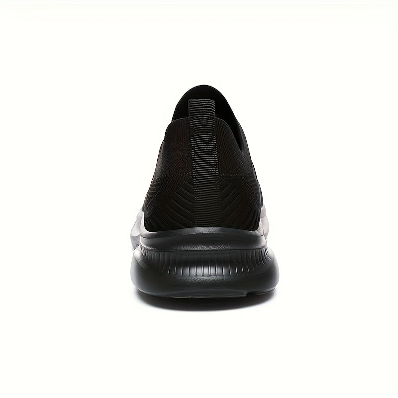 Men's Lightweight Breathable Slip-On Sneakers - Thin Mesh Sneakers with EVA Cushioning, Low-Top Casual Streetwear Design for Running, Gym & Outdoor (Black, All-Season), Durable Traction Sole