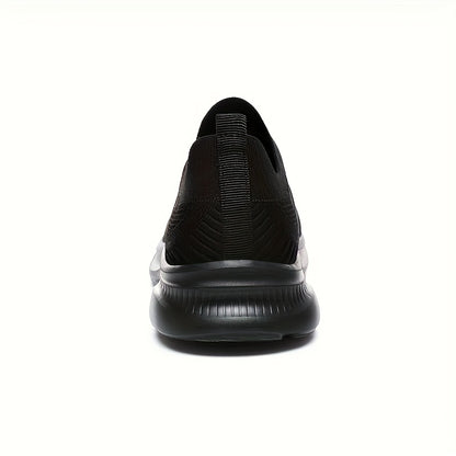 Men's Lightweight Breathable Slip-On Sneakers - Thin Mesh Sneakers with EVA Cushioning, Low-Top Casual Streetwear Design for Running, Gym & Outdoor (Black, All-Season), Durable Traction Sole