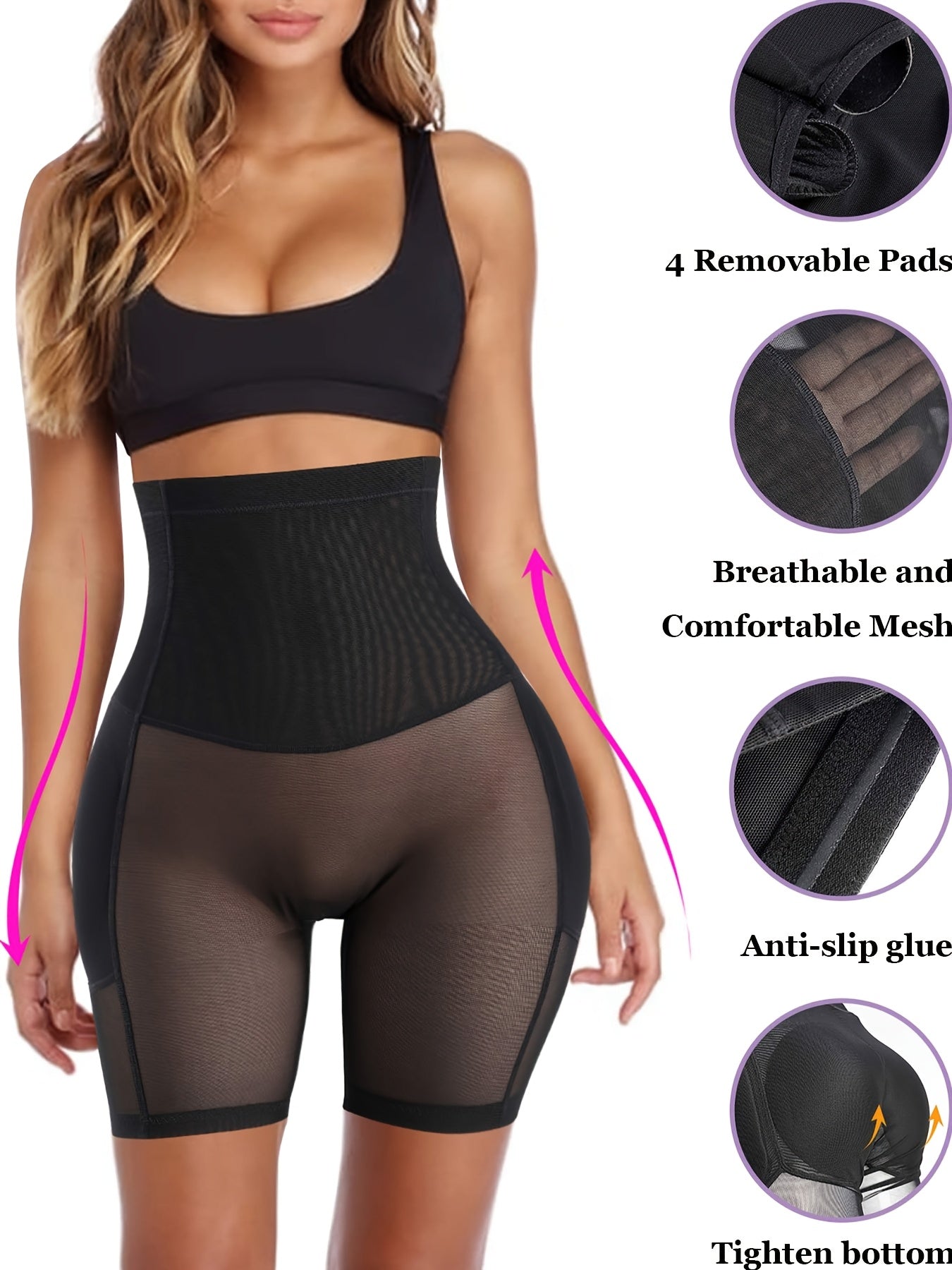 Plus Size Women Shapewear Control Panties Body Shaper Butt Lifter Padded Hip Enhancer Seamless Underwear Hi- Waist Short