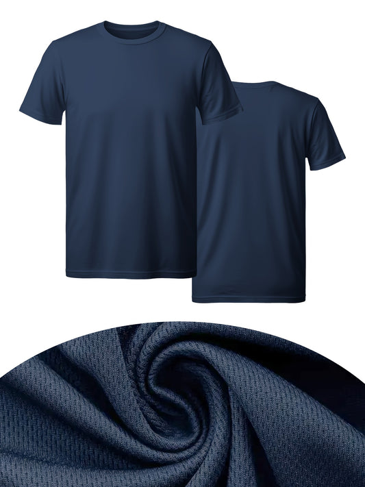 6-Pc Men'S Athletic T-Shirts - 100% Polyester, Quick-Dry, Moisture-Wicking, Crew Neck, Short Sleeve, Summer Knit Fabric, Regular Fit, Solid Color, for Gym, Running, Outdoor Activities